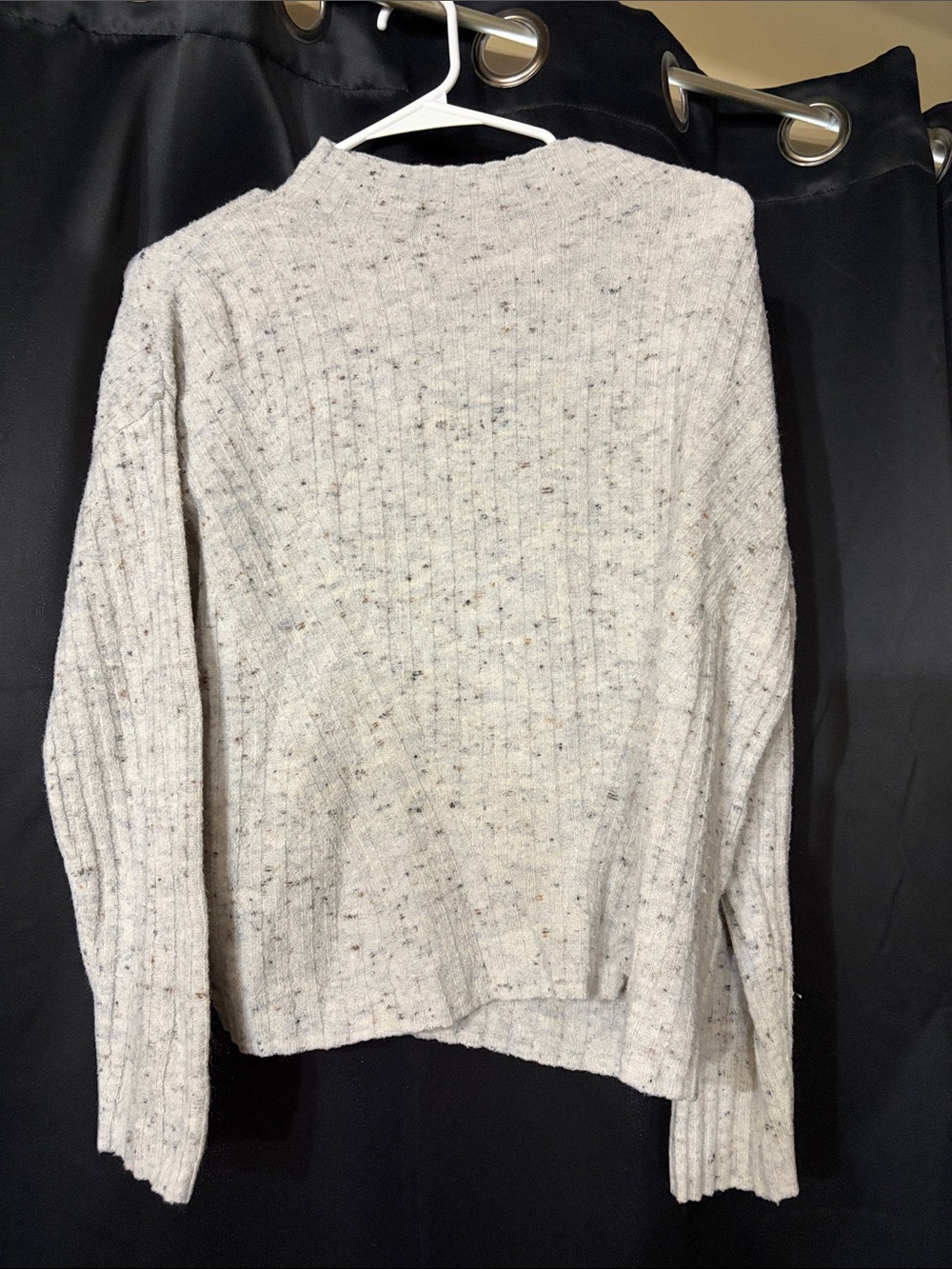 Old Navy Cream Speckled Ribbed Cowl Neck Sweater